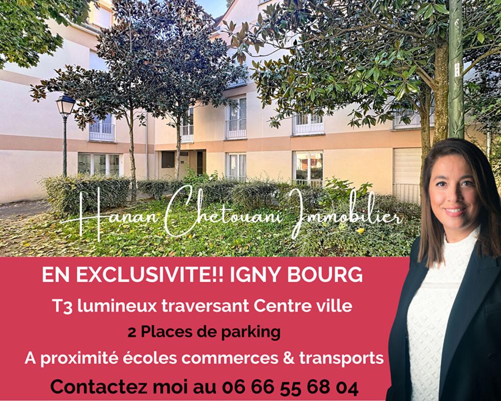Appartement 3 pièces Igny centre-ville Lumineux & Traversant 2 Parkings